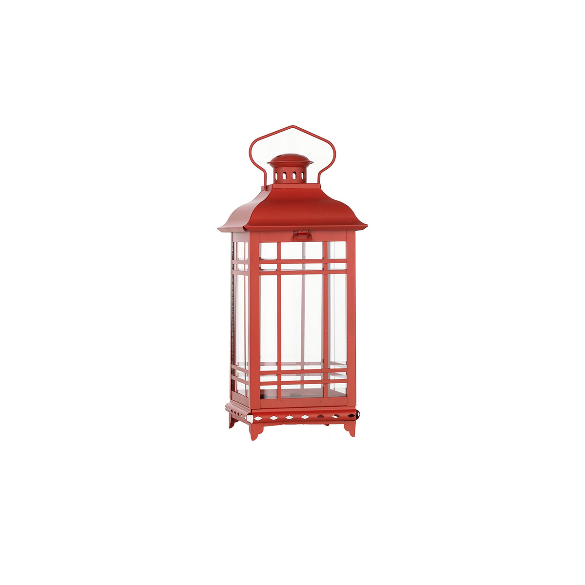 Traditional Red Metal Lantern (Set of 3)