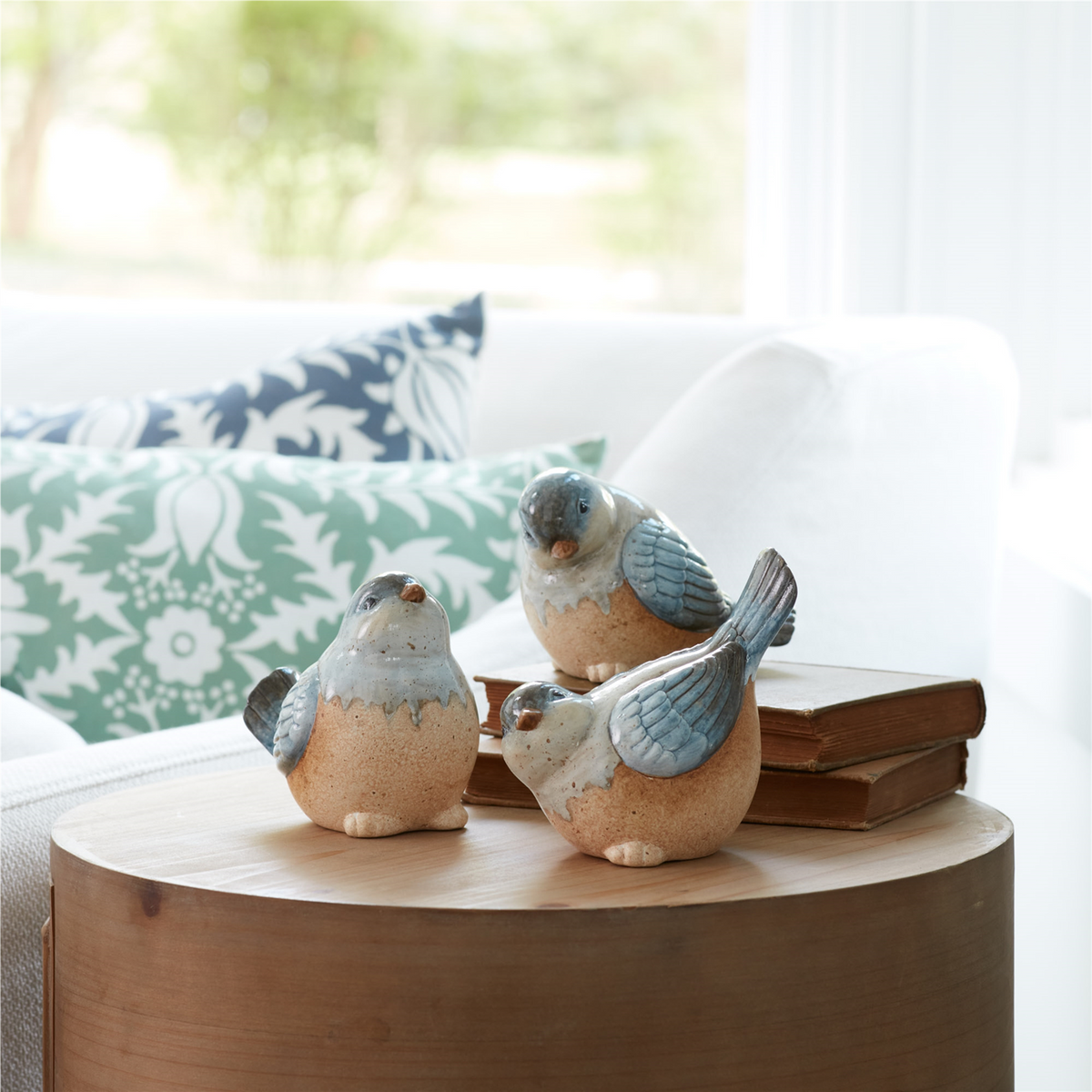 Ceramic Bird Figurines with Unglazed Accents (Set of 3)