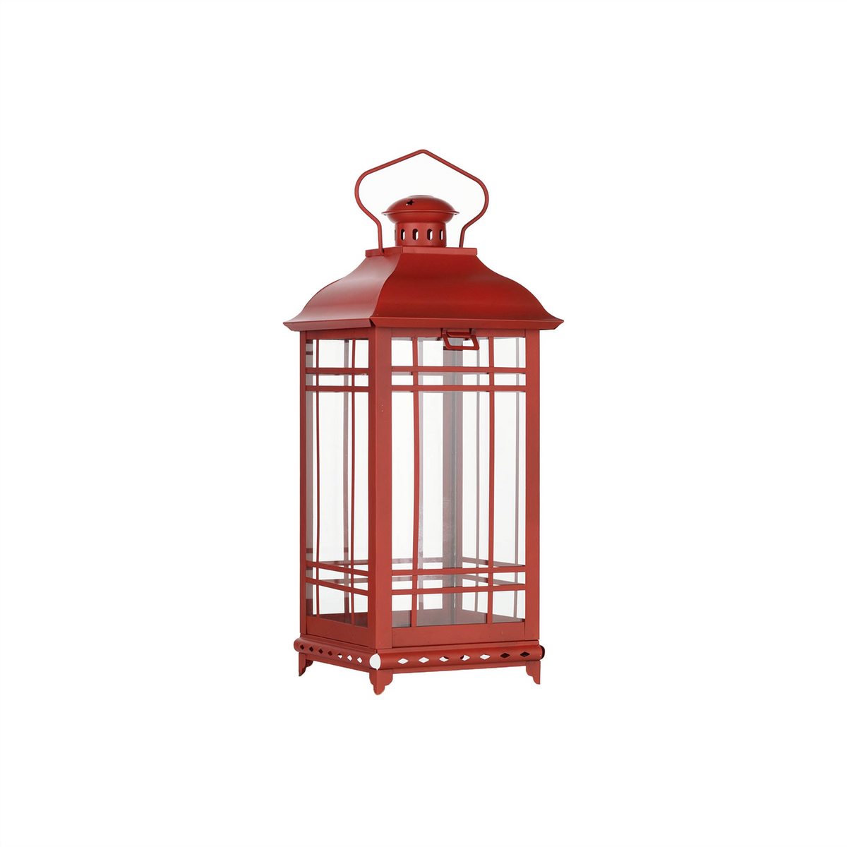 Traditional Red Metal Lantern (Set of 3)