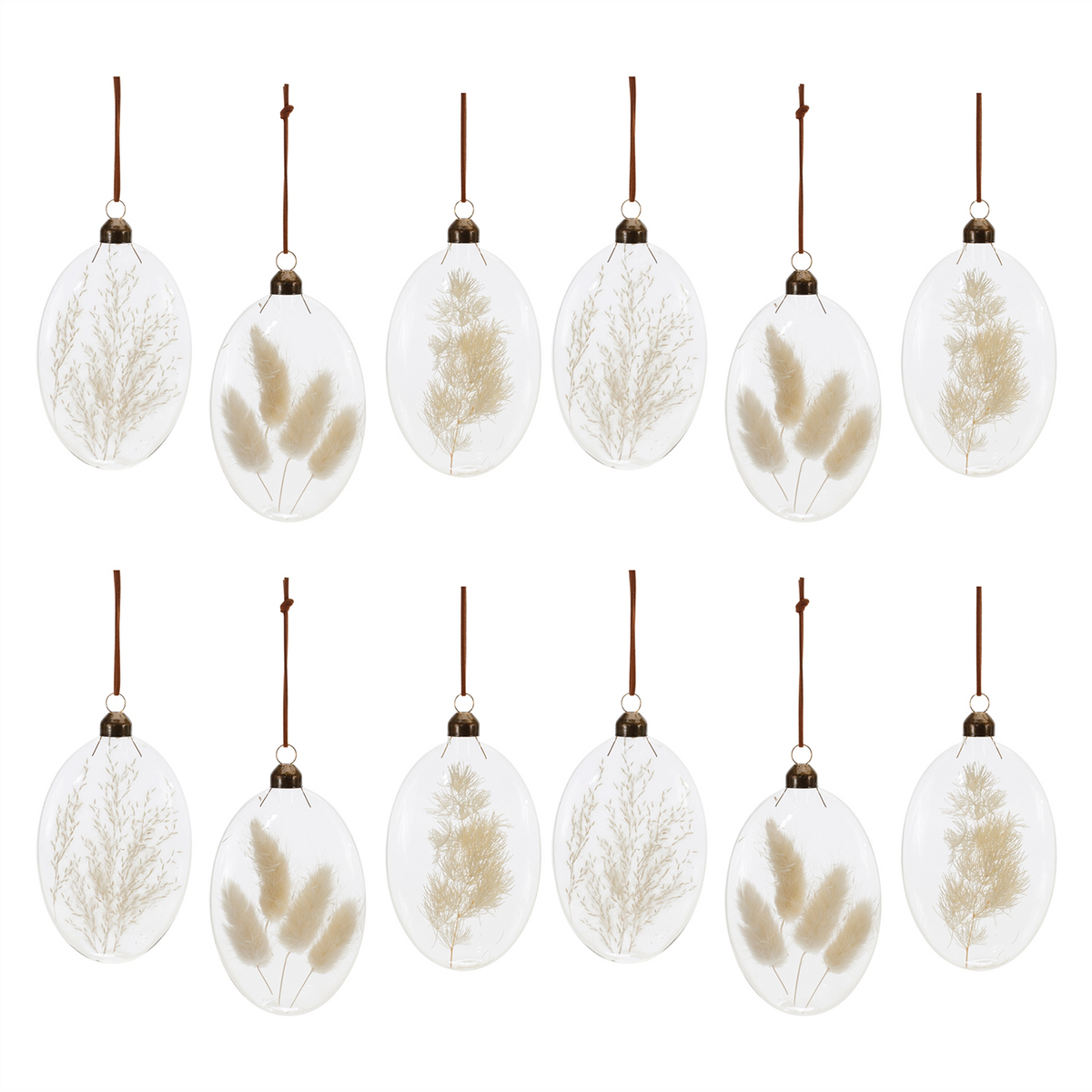 Natural Dried Floral Glass Ornament (Set of 12)