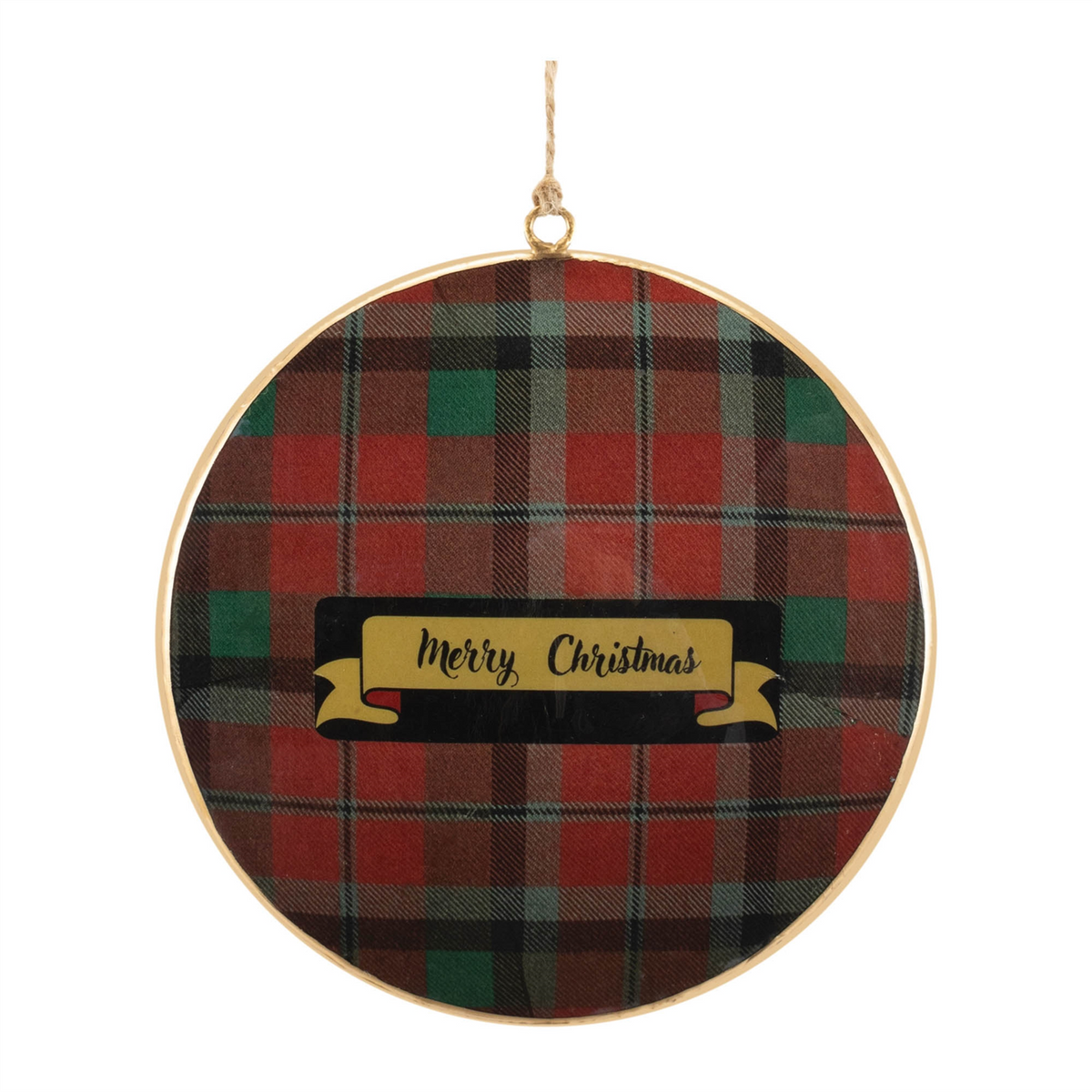 Plaid Disc Ornament (Set of 6) 6”H Iron