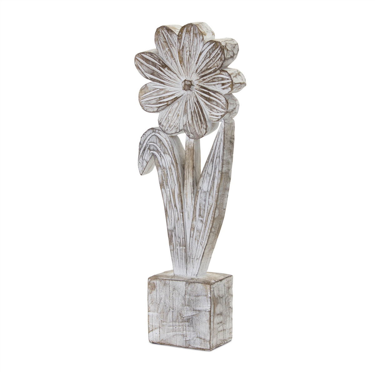 White Washed Potted Floral Sculpture (Set of 3)