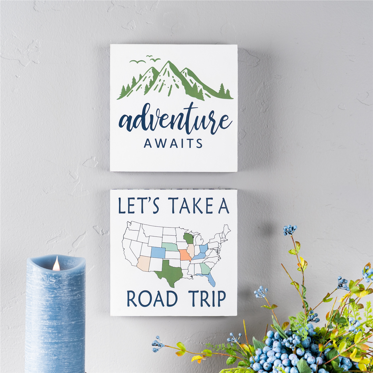 Wood Adventure Block Sentiment Sign (Set of 4)