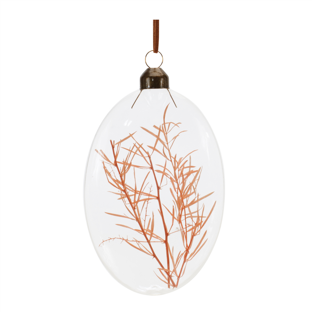 Burgandy Dried Floral Glass Ornament (Set of 12)