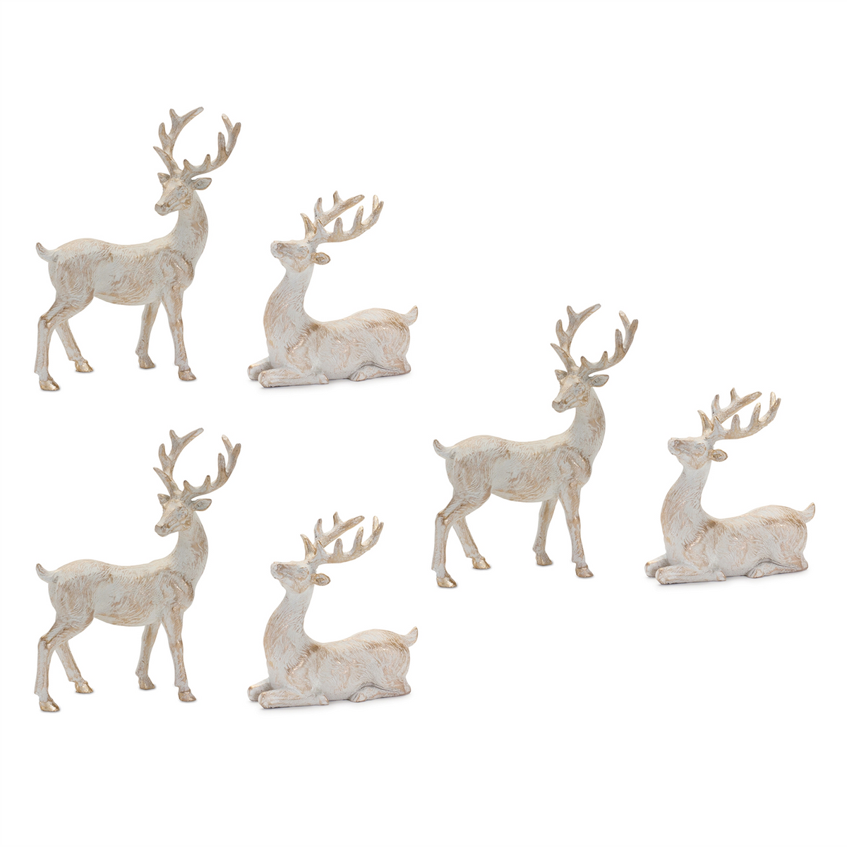 Brushed Gold Holiday Deer Figurine (Set of 6)