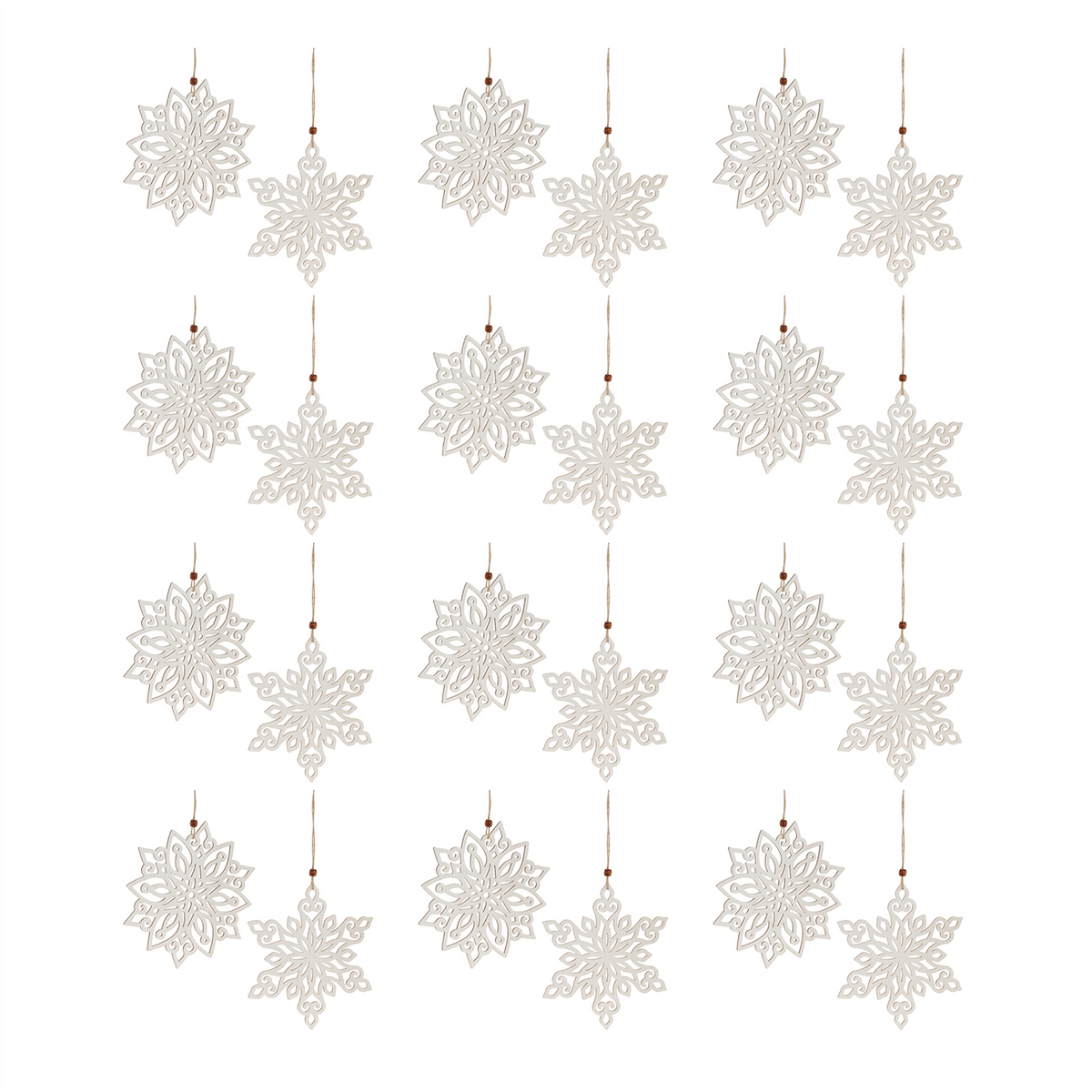 Wood Cut-Out Snowflake Ornament (Set of 24)