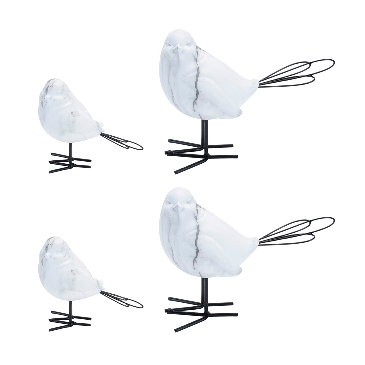 Bird (Set of 4) 3.75"H, 5.5"H Resin/Wire