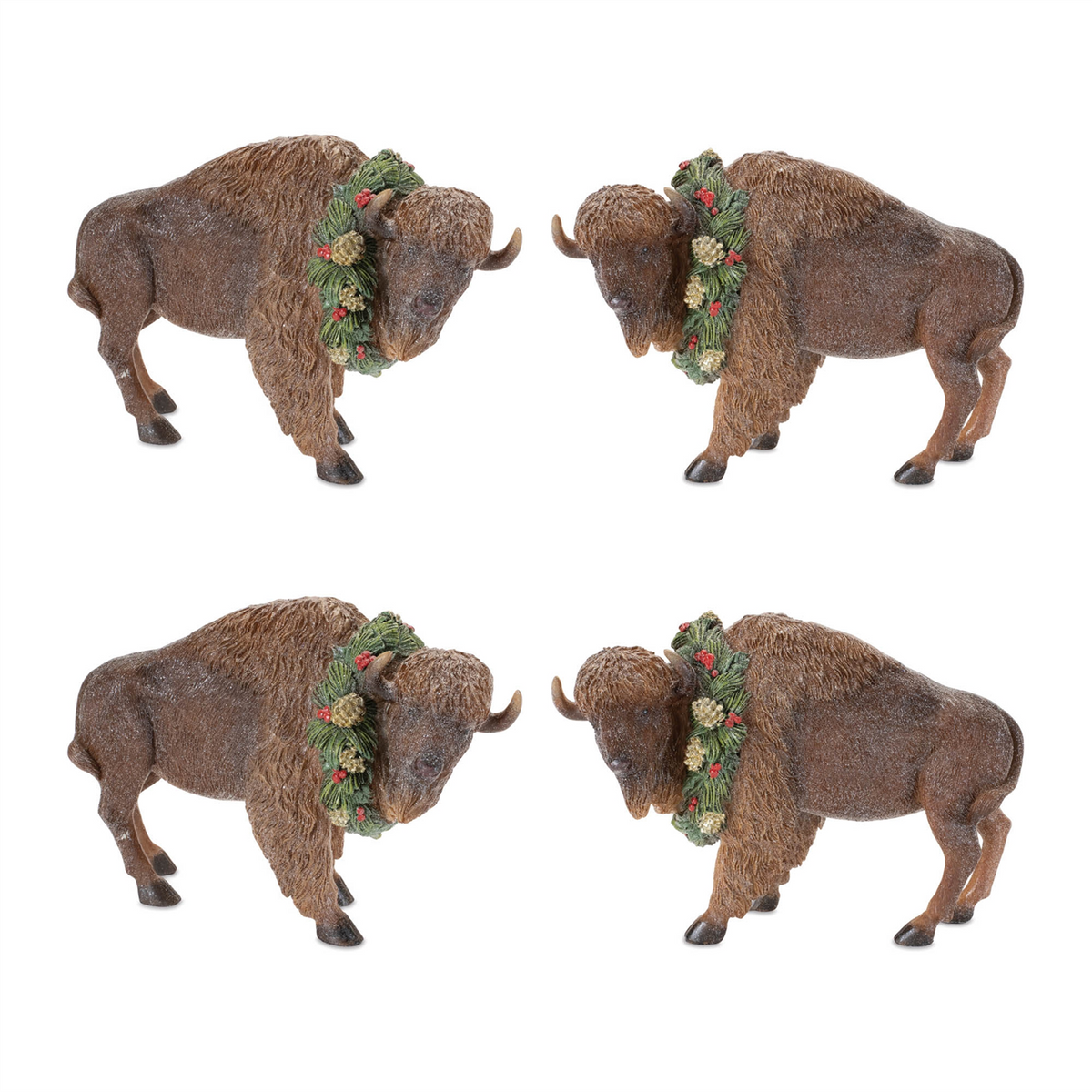 Bison (Set of 4) 8.5"L x 5.5"H Resin