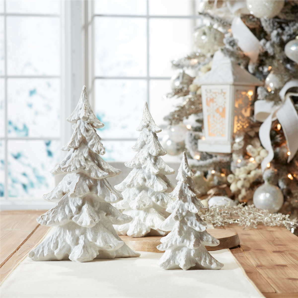 Glittered Pine Tree (Set of 3)