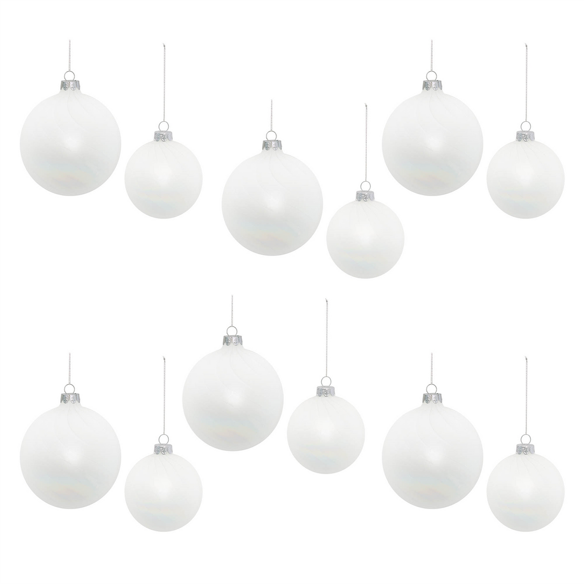 Ball Ornament (Set of 12) 3"D, 4"D Glass