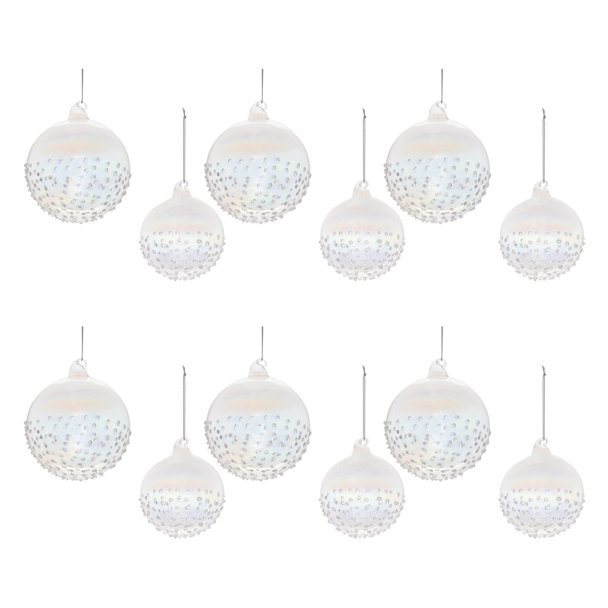 Ball Ornament (Set of 12) 3"D, 4"D Glass