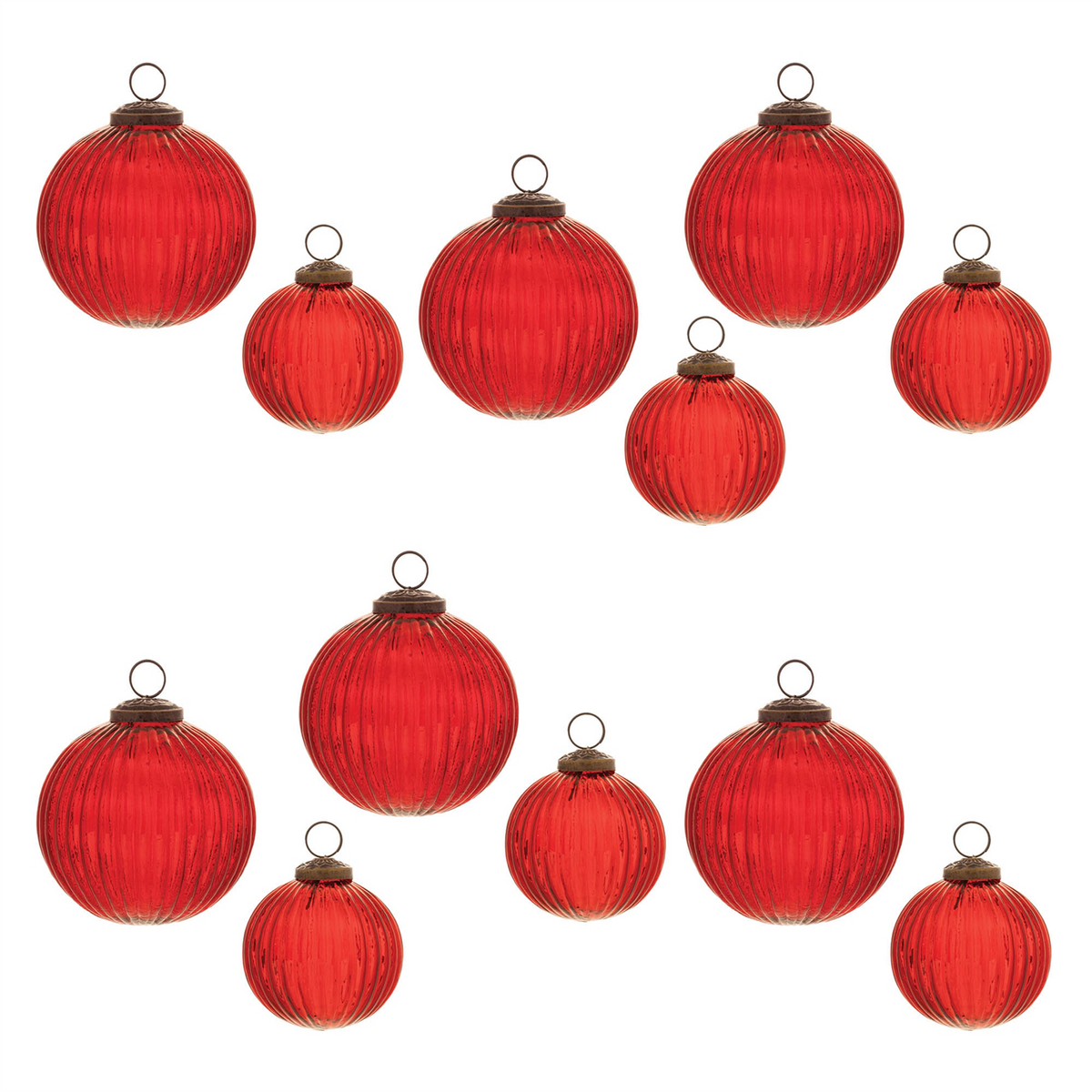 Ball Ornament (Set of 12) 3"D, 4"D Glass