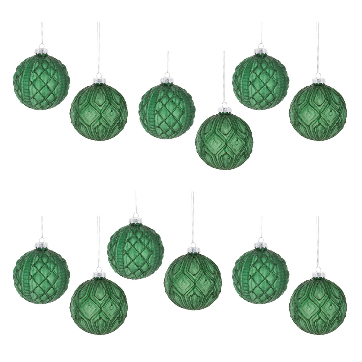 Ball Ornament (Set of 12) 3”D Glass