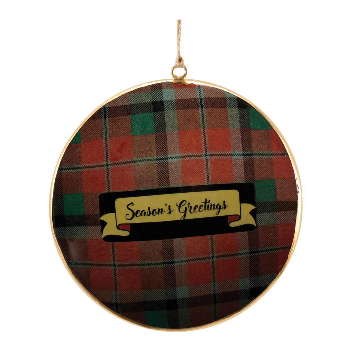 Plaid Disc Ornament (Set of 6) 6”H Iron