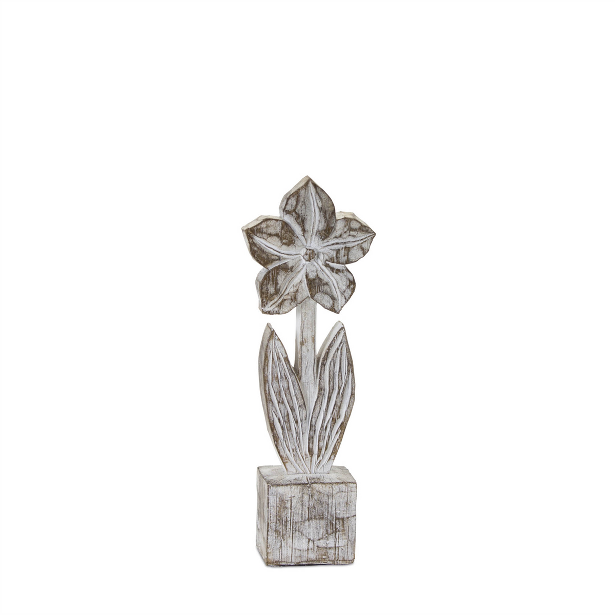 White Washed Potted Floral Sculpture (Set of 3)