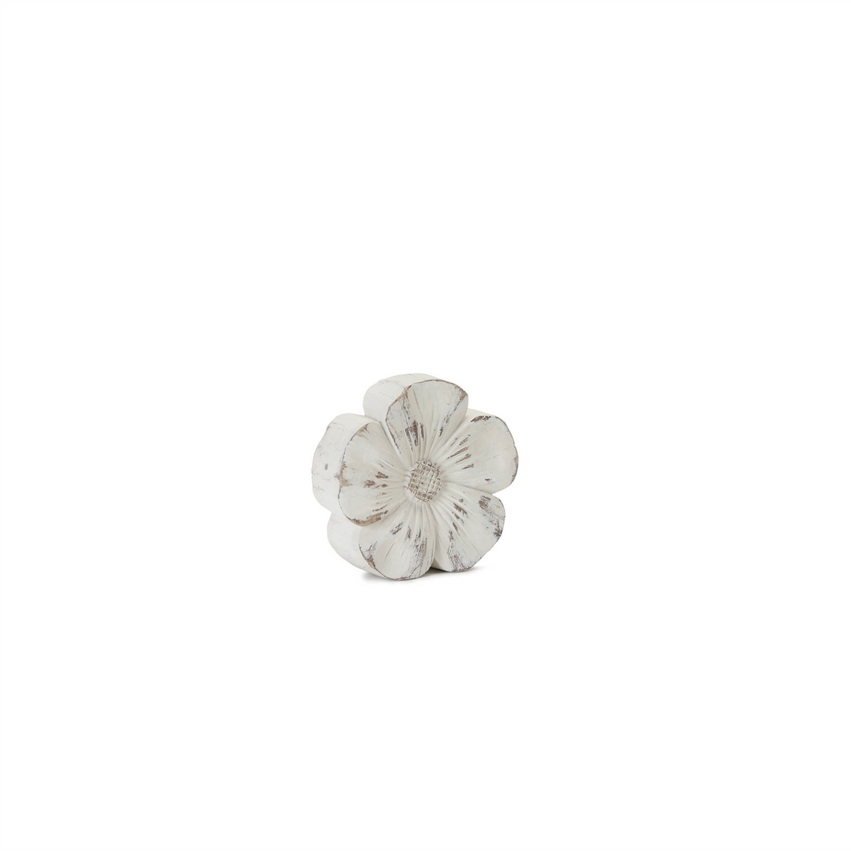 White Washed Stone Flower Decor (Set of 3)