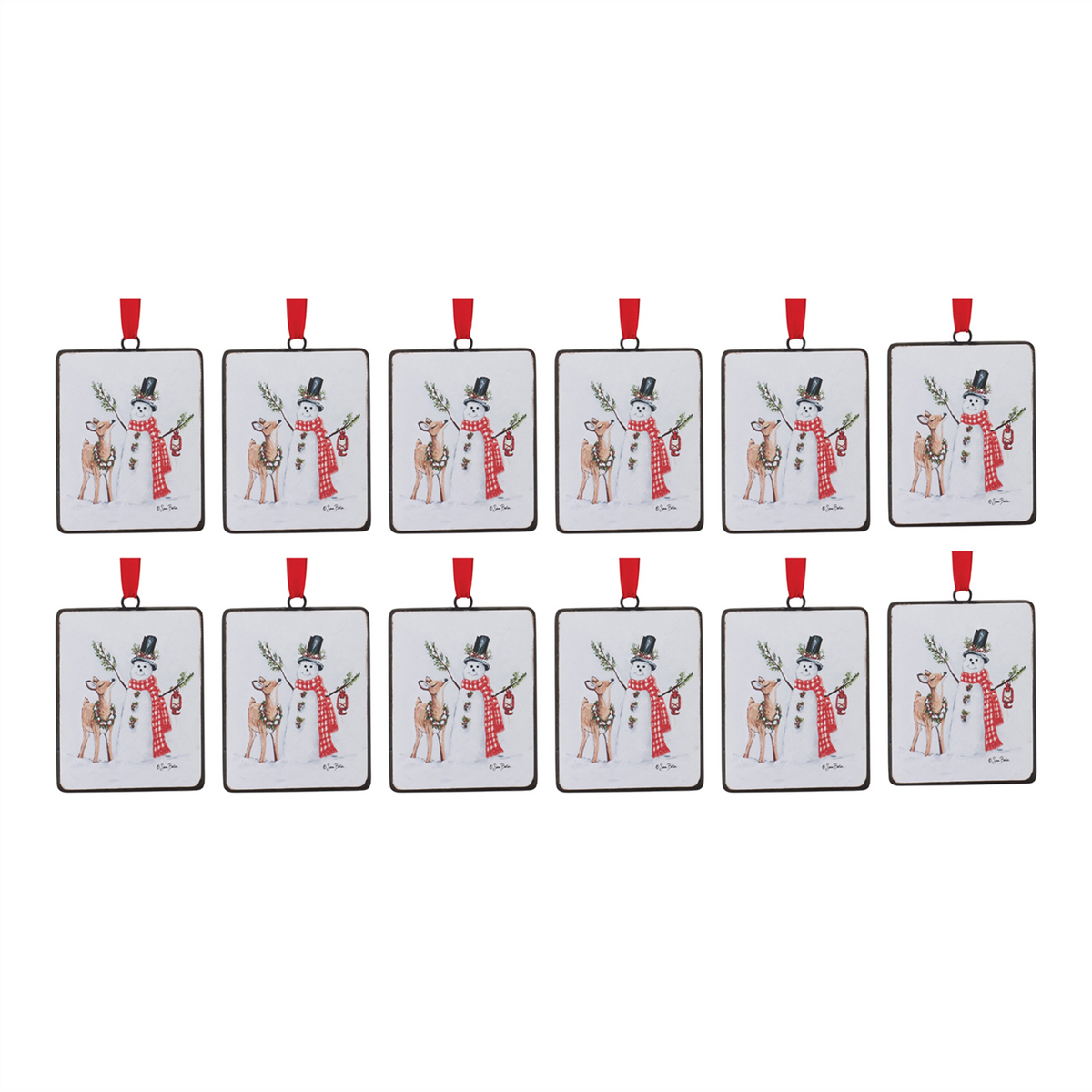 Snowman and Deer Ornament (Set of 12)