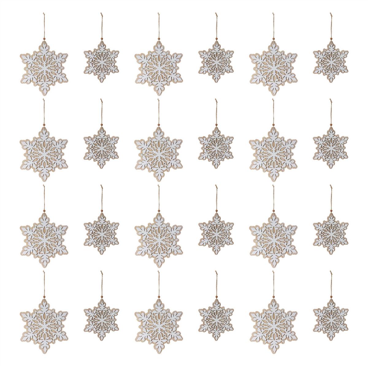 Snowflake Ornament (Set of 24) 7"H, 9"H Wood