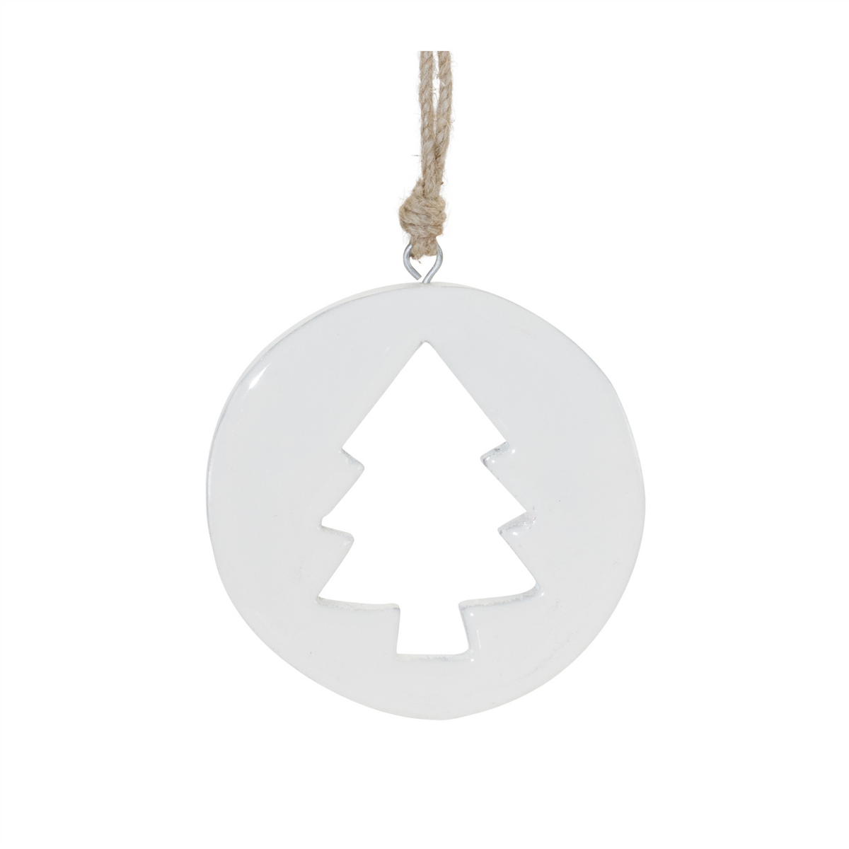 White Wood Pine Tree Cut-Out Ornament (Set of 12)