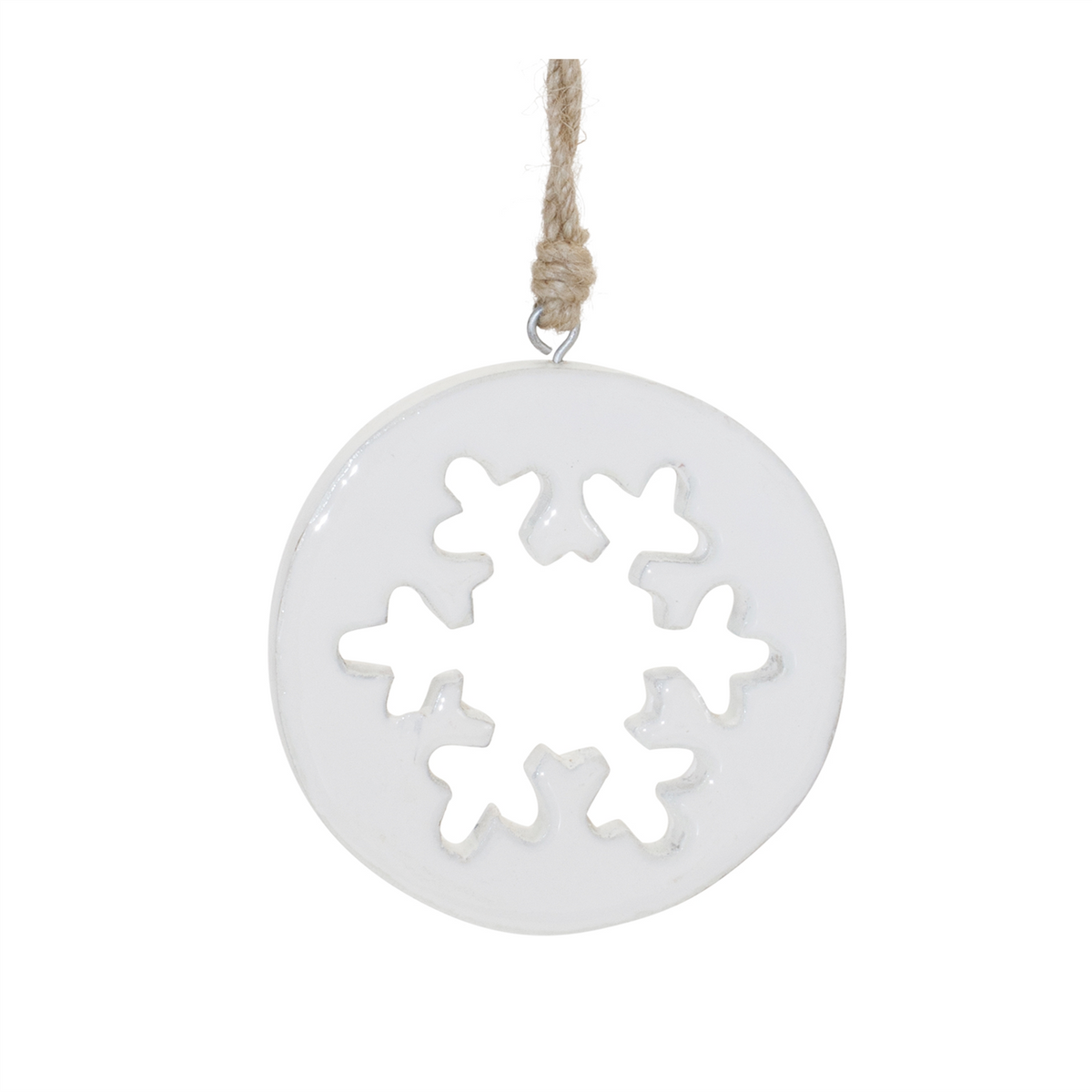 White Wood Snowflake Cut-Out Ornament (Set of 12)