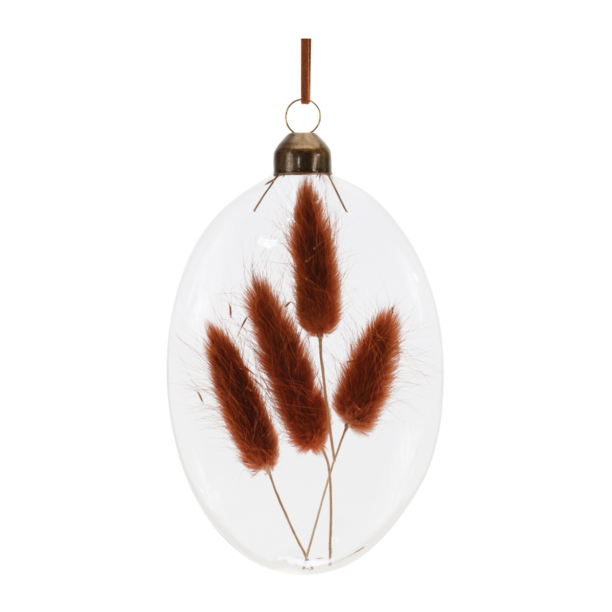 Burgandy Dried Floral Glass Ornament (Set of 12)
