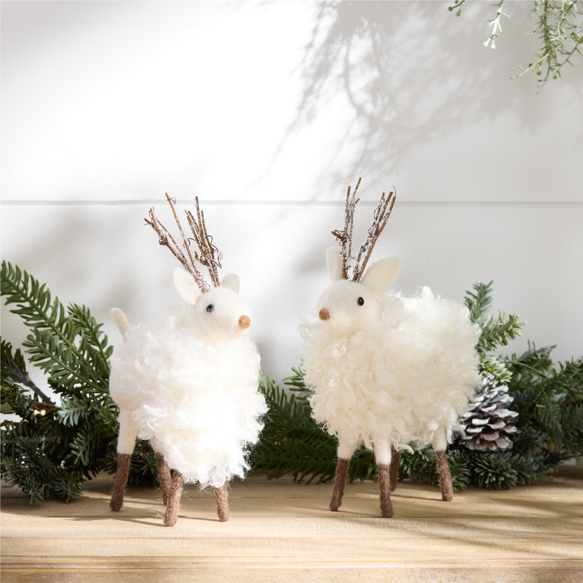 Reindeer (Set of 6) 7"L x 9"H Foam/Faux Fur