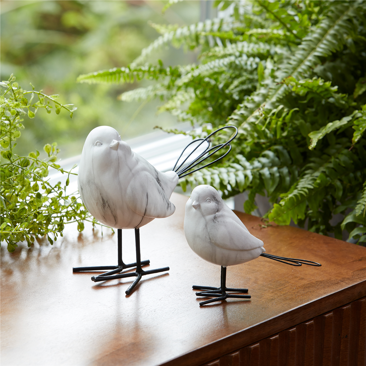 Bird (Set of 4) 3.75"H, 5.5"H Resin/Wire