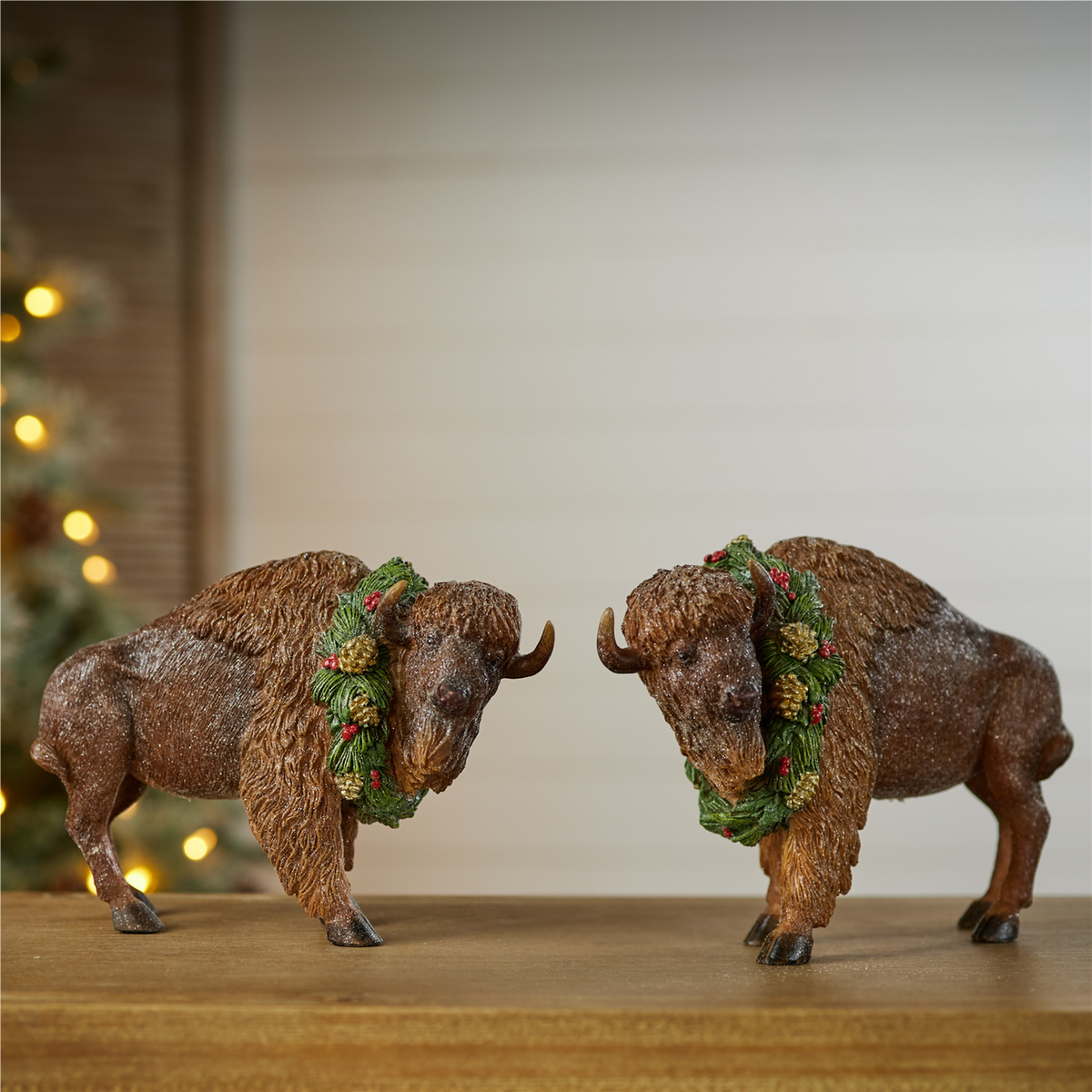 Bison (Set of 4) 8.5"L x 5.5"H Resin