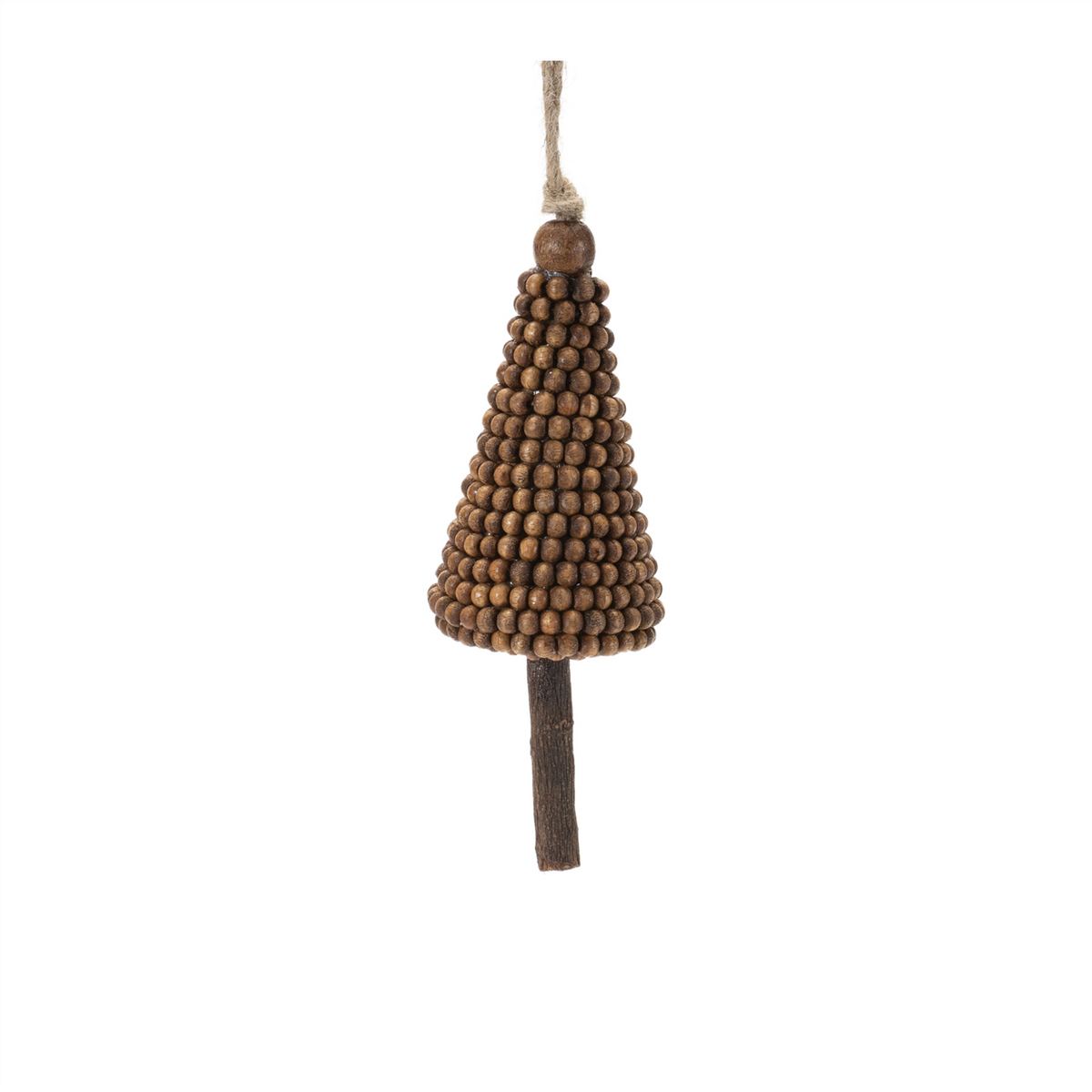 Wood Beaded Pine Tree Ornament (Set of 4)