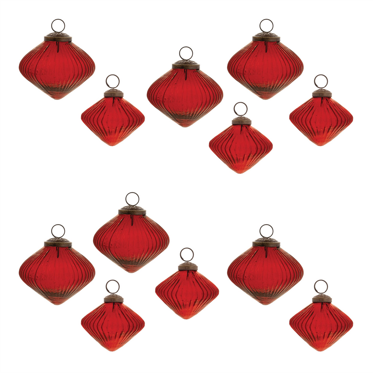 Ribbed Glass Diamond Ornament (Set of 12)