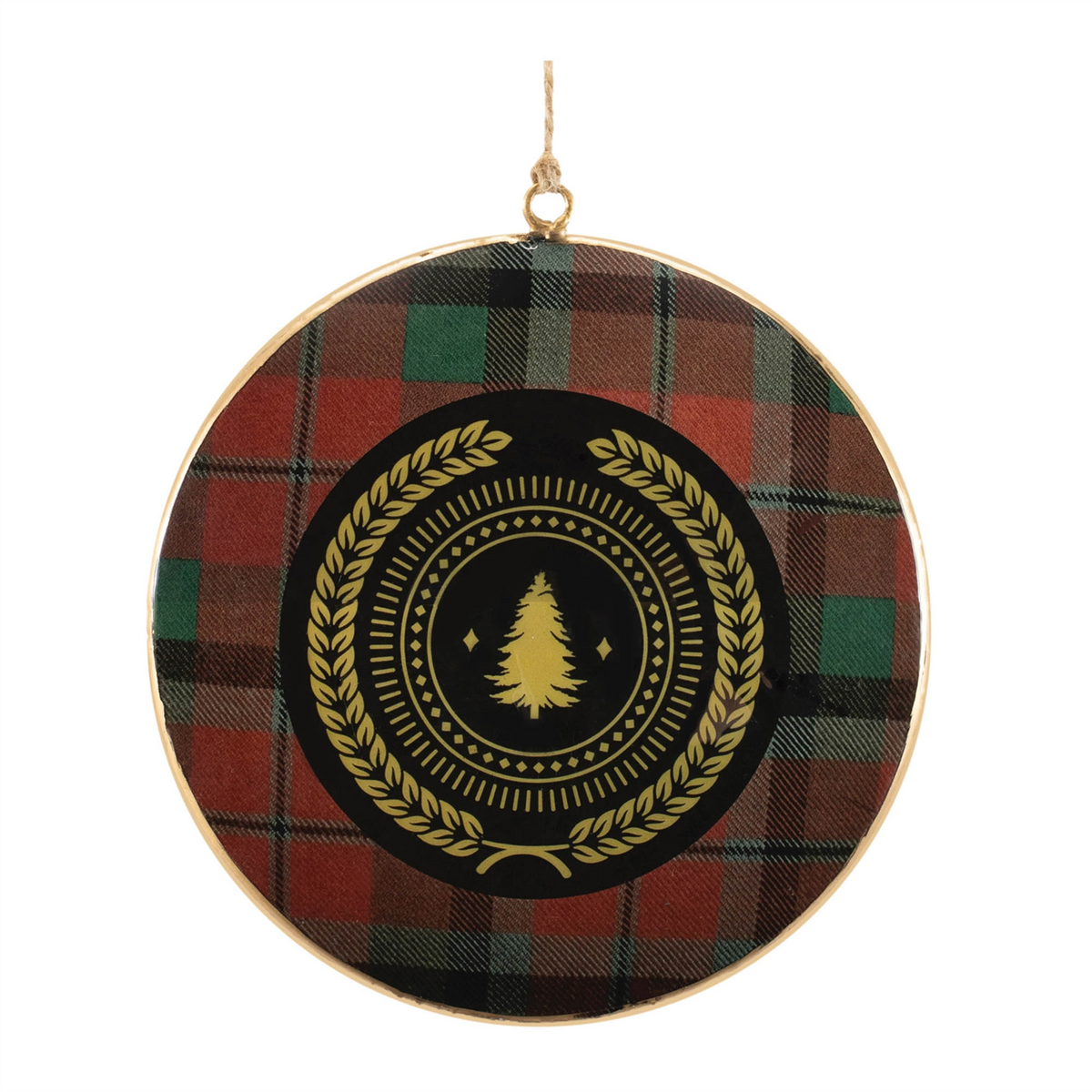 Plaid Disc Ornament (Set of 6) 6”H Iron
