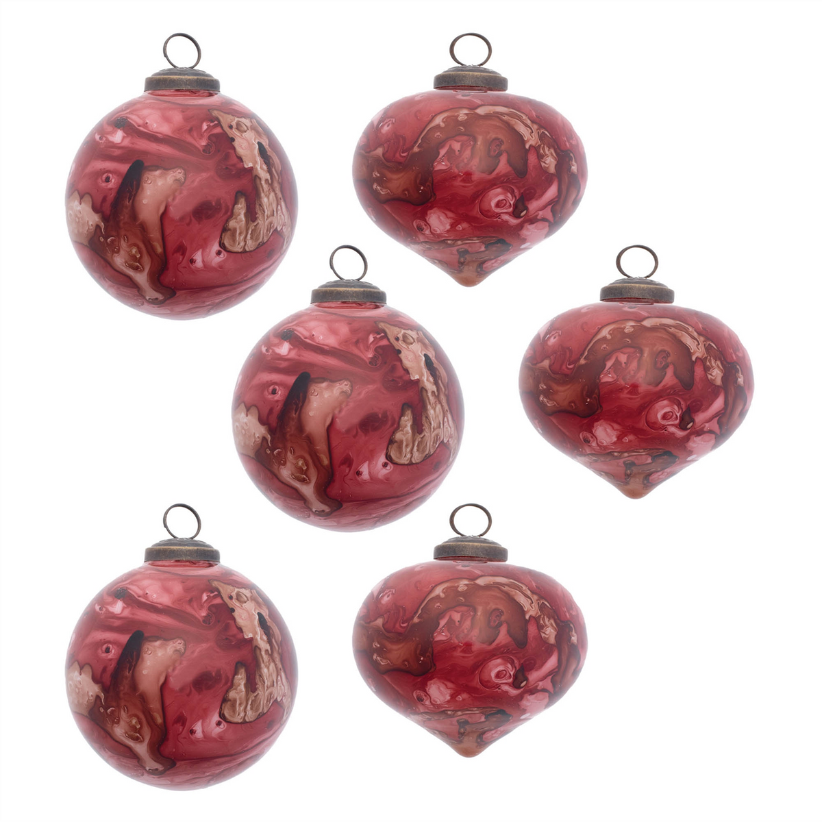 Ornament (Set of 6) 3"D , 4"H Glass