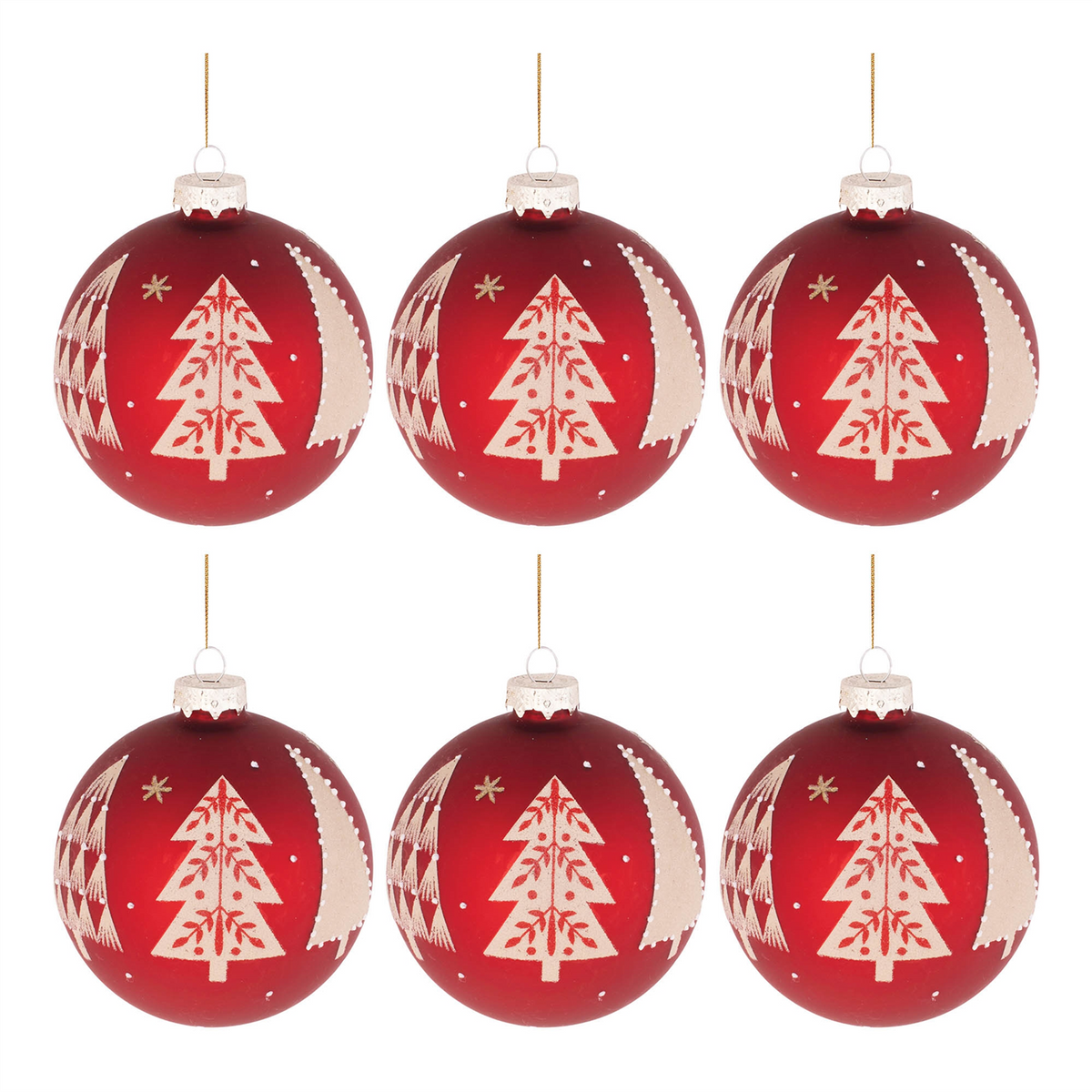 Beaded Pine Tree Ball Ornament (Set of 6)