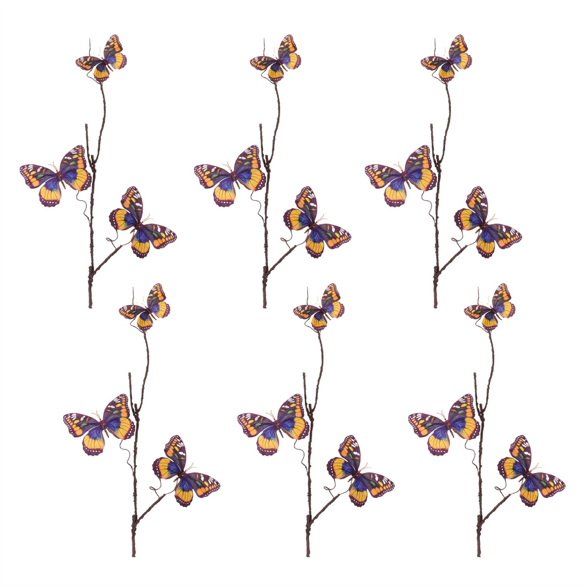 Butterfly Spray (Set of 6) 32”H Fabric/Plastic
