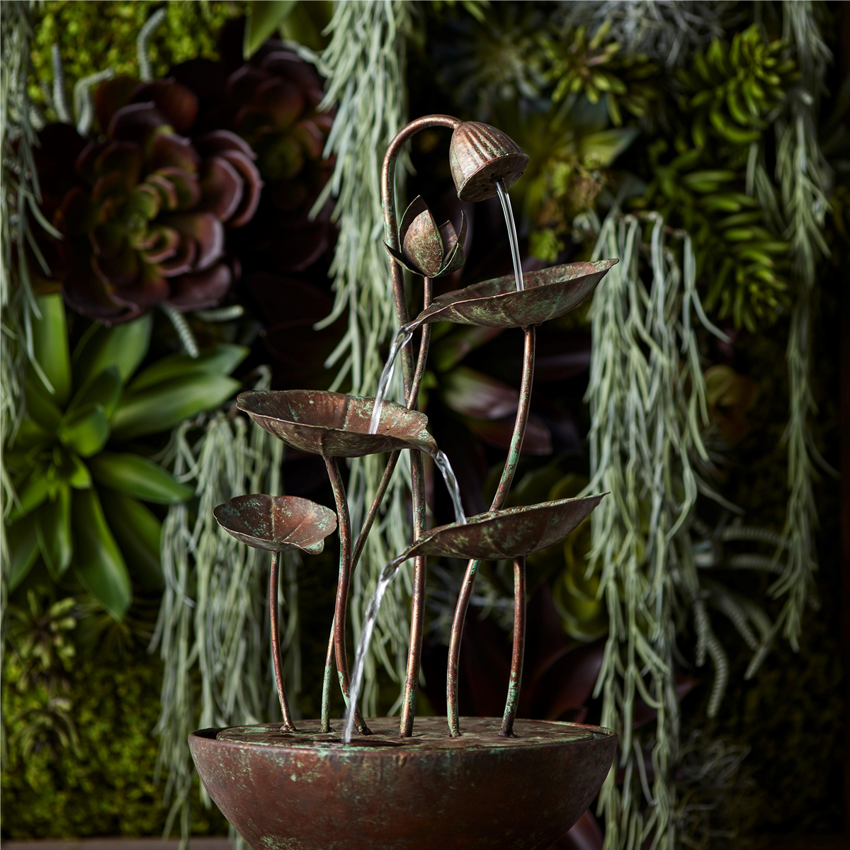 Rustic Metal Lotus Leaf Fountain 19.5"H