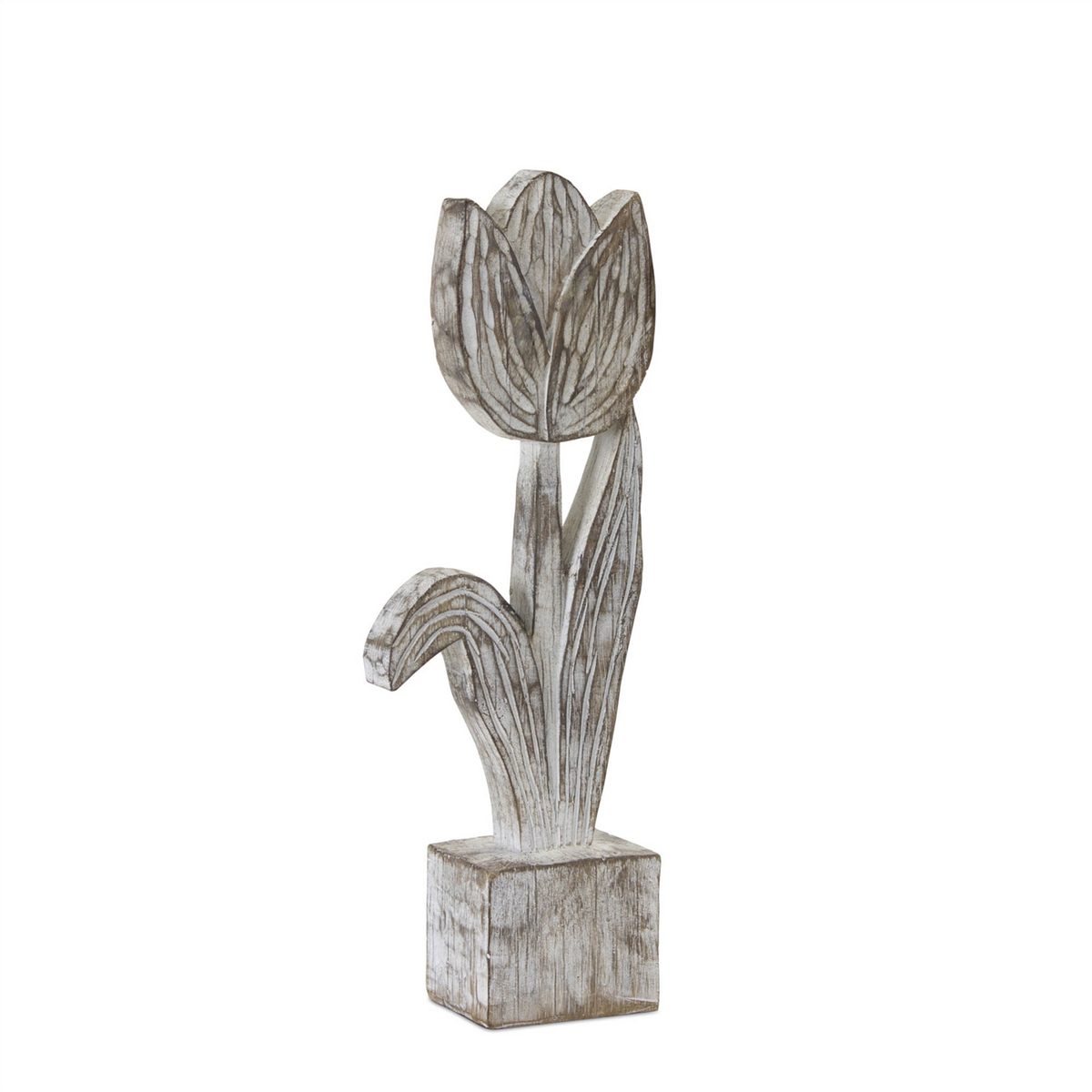 White Washed Potted Floral Sculpture (Set of 3)