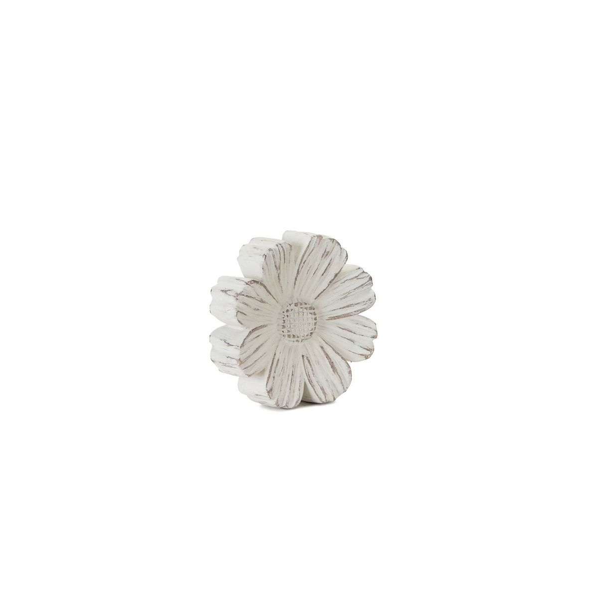 White Washed Stone Flower Decor (Set of 3)