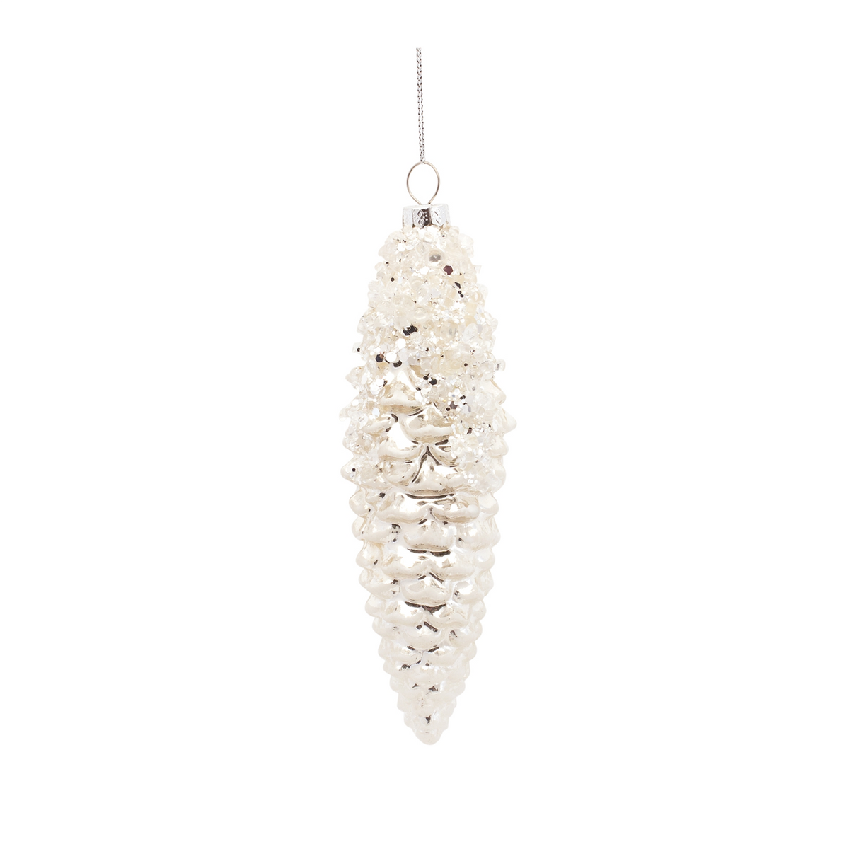 White Frosted Pinecone Drop Ornament (Set of 12)