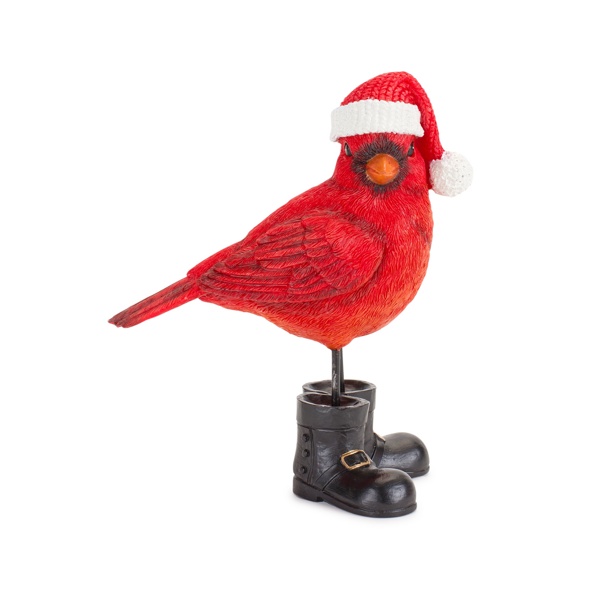 Winter Cardinal Bird Figurine with Santa Boots and Hat (Set of 3)