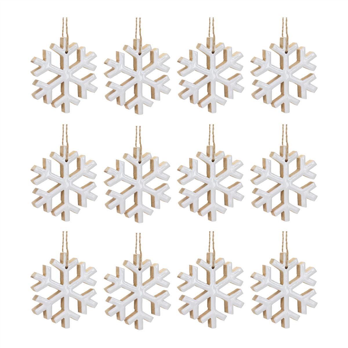 Wood Snowflake Ornament (Set of 12)