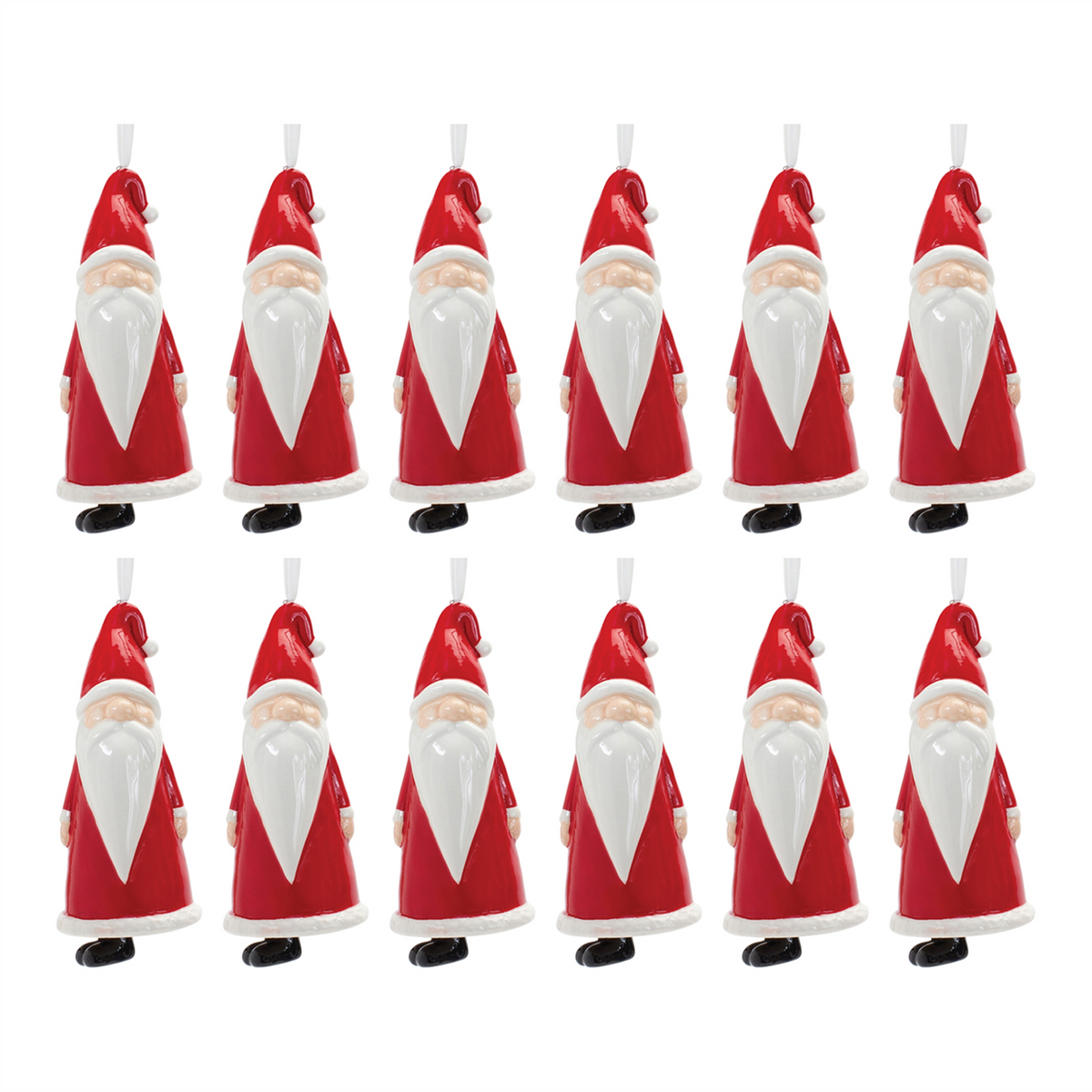 Santa Ornament (Set of 12) 5.75”H Ceramic