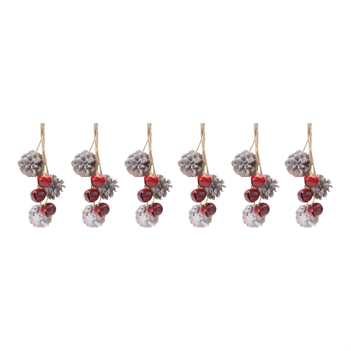 Bell and Pine Cone Drop Ornament (Set of 6)