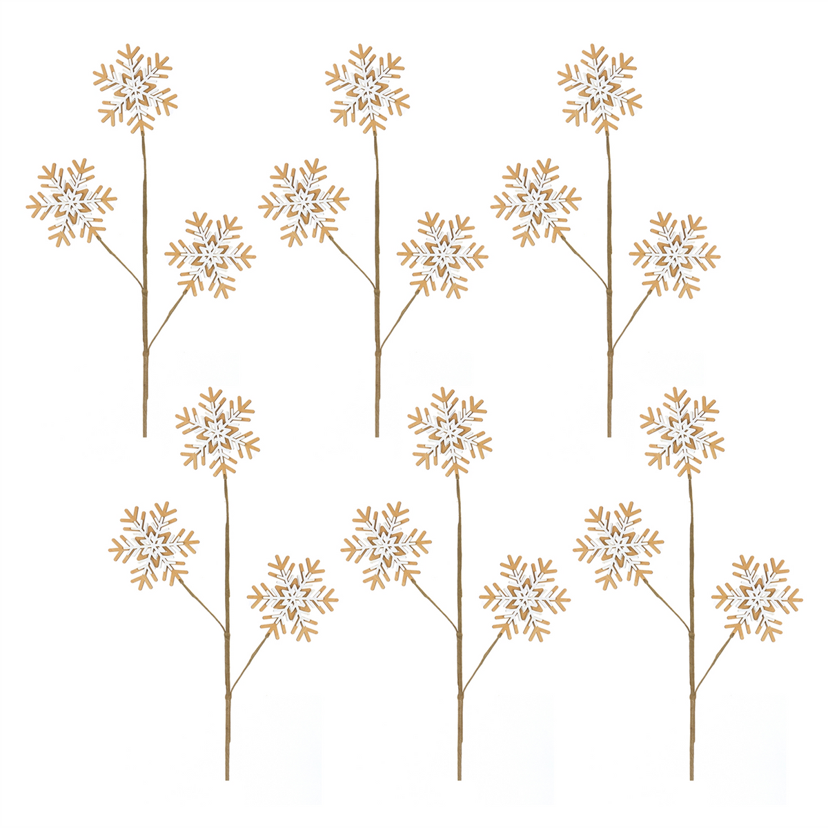 Wood Snowflake Spray (Set of 6)