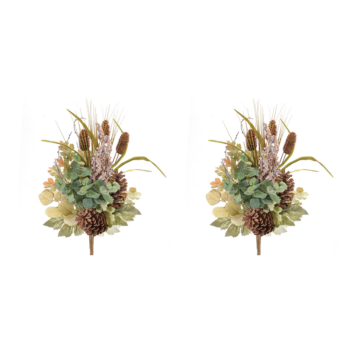 Foliage/Berry/Cone Bush (Set of 2) 23”H Polyester