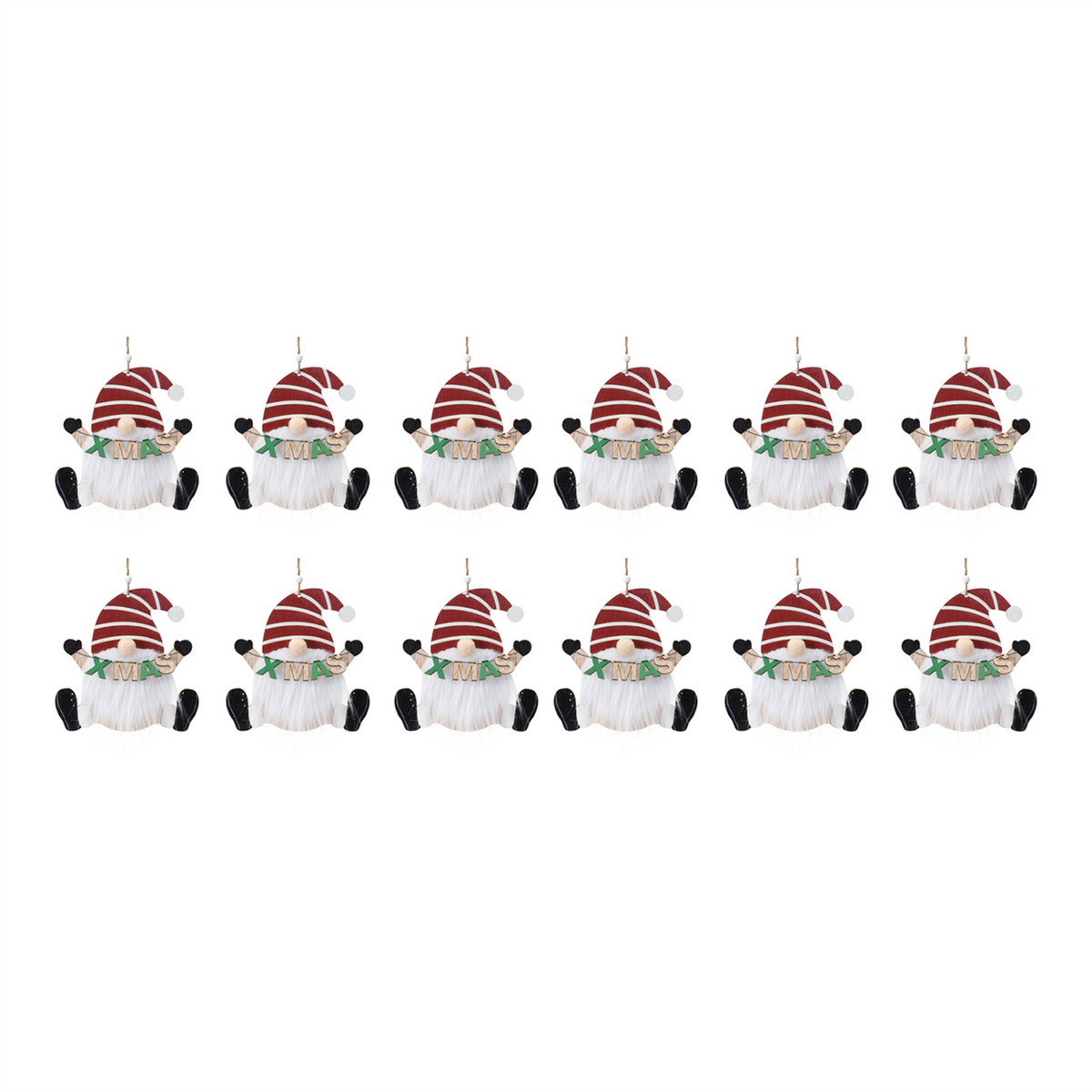 Wood Gnome Ornament (Set of 12)