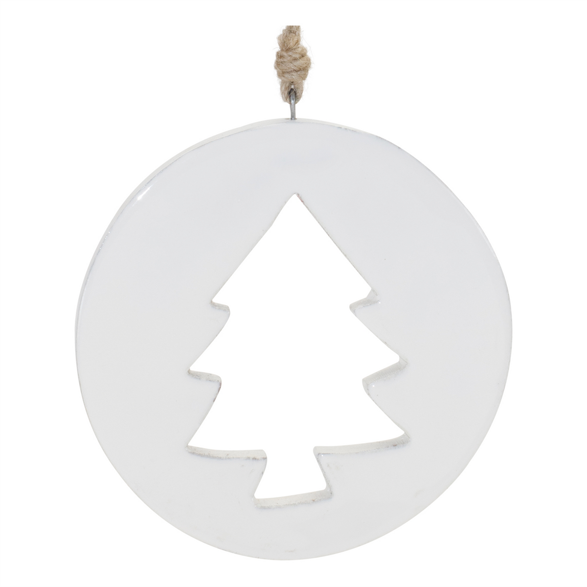 White Wood Pine Tree Cut-Out Ornament (Set of 12)