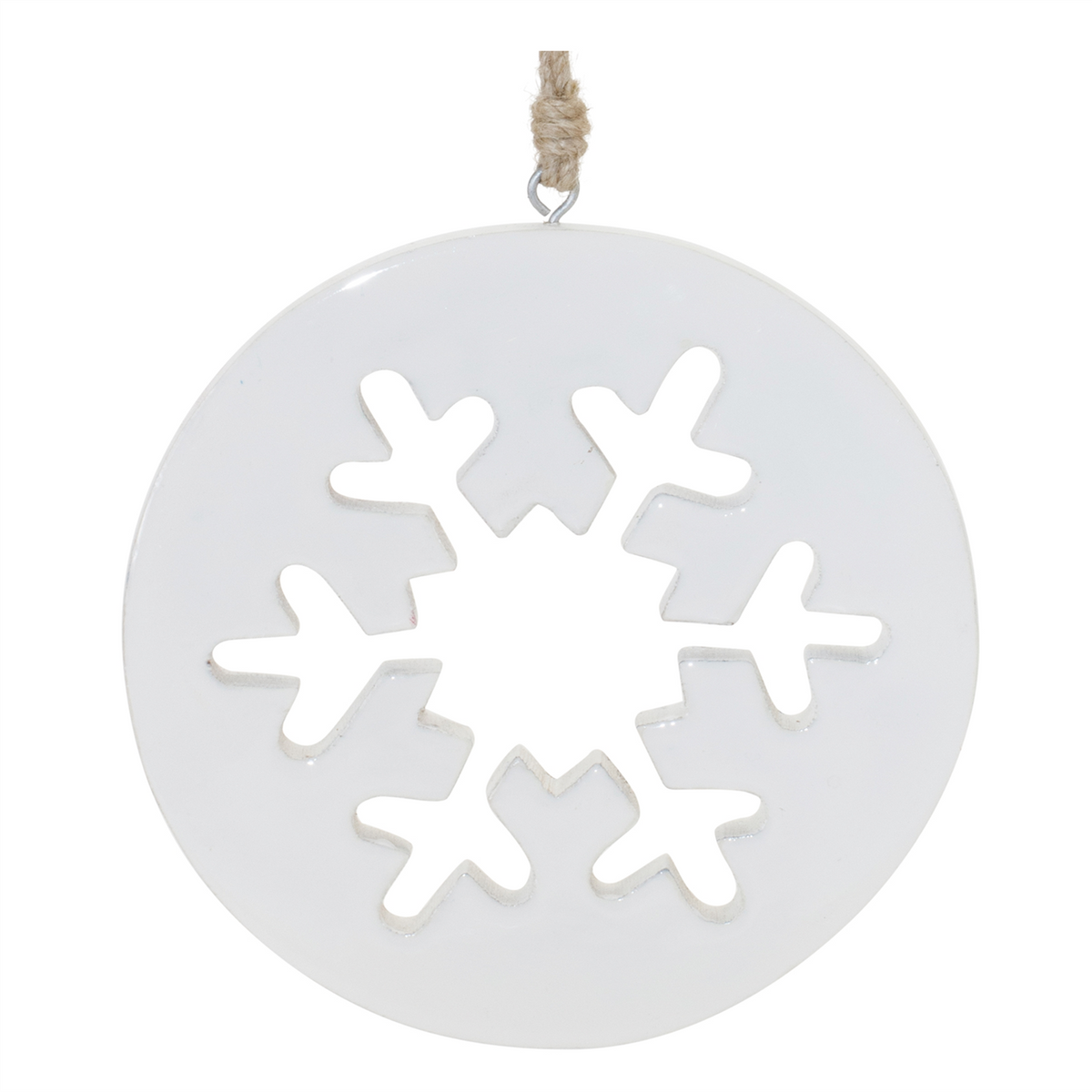 White Wood Snowflake Cut-Out Ornament (Set of 12)