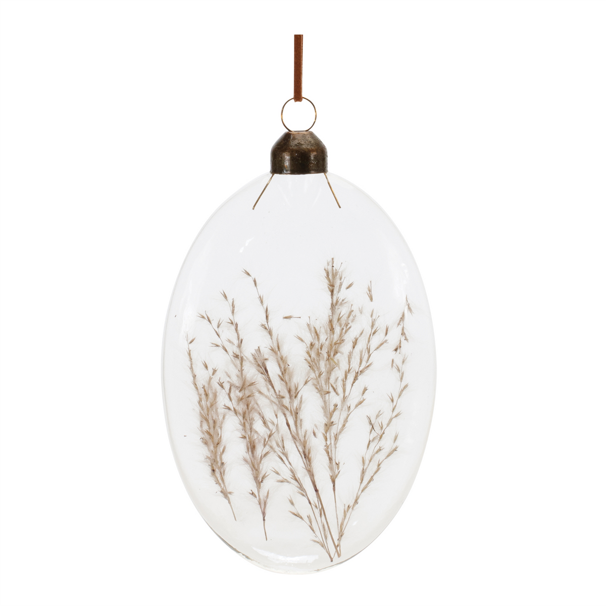 Burgandy Dried Floral Glass Ornament (Set of 12)