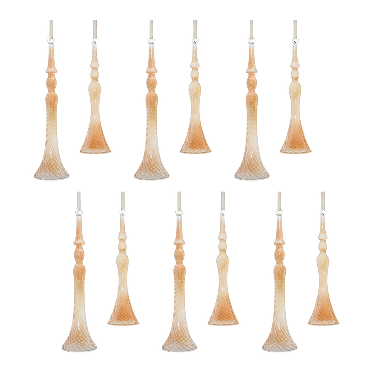 Amber Ombre Swirl Glass Drop Ornament (Set of 12)