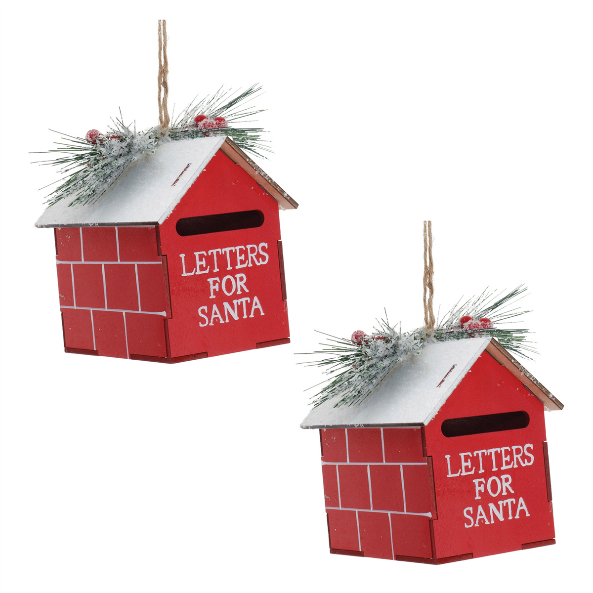 Frosted Metal Mailbox Oranment (Set of 2)